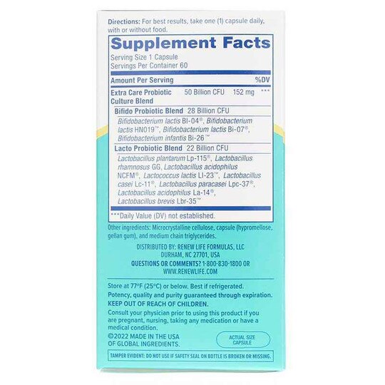 Ultimate Flora Probiotic 50 Billion Extra Care Formula, RNL